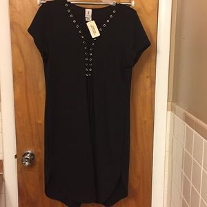 Lace-up Black Dress